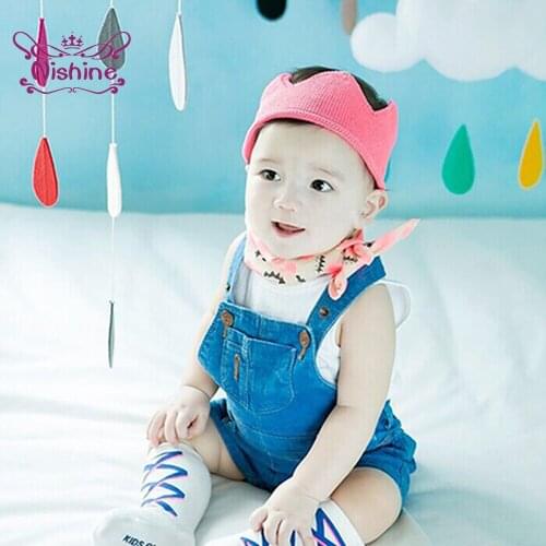 1 PCS Infant Comfortable Soft Knitting Wool Hats Solid Color Handmade Crochet Crown Caps Fashion Baby Headwear Photography Props