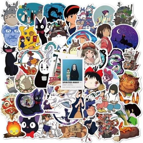 50pcs Cute Kawaii Vsco Miyazaki Hayao Spirited Away/Totoro Anime Stickers Home Wall Suitcase Graffiti Sticker laptop Kids Toy