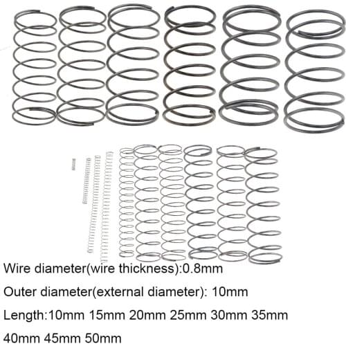 10PCS 0.8*10*10-50mm Spring Steel Small Compression Release Mechanical Return Spring Pressure Spring OD 10mm 0.8x10x10-50mm