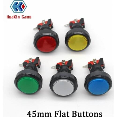 10 pcs 46mm flat LED Lamp 12V/5V Illuminated Large Push Button To Arcade Machine Games DIY Part JAMMA