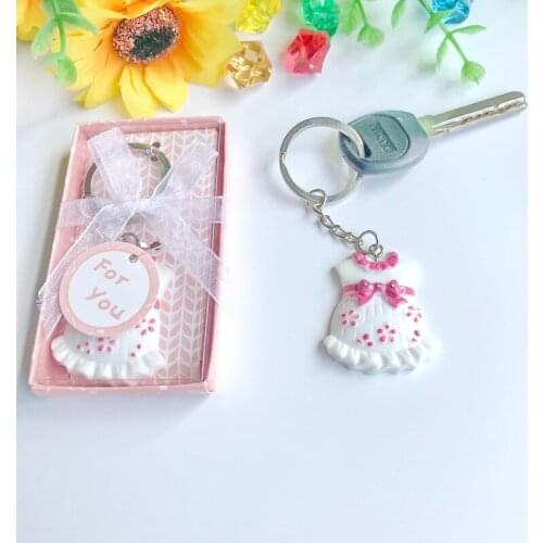 10PCS Cute-As-Can-Be Key Chain Baby Girl Shower Favors Birthday Party Giveaway Kids Christening Gift