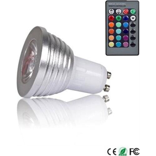 10Pcs 3W GU10 RGB 16 Colors LED Light Bulb Lamps Spotlight 85-265V + IR Remote Controller High quality Free shipping