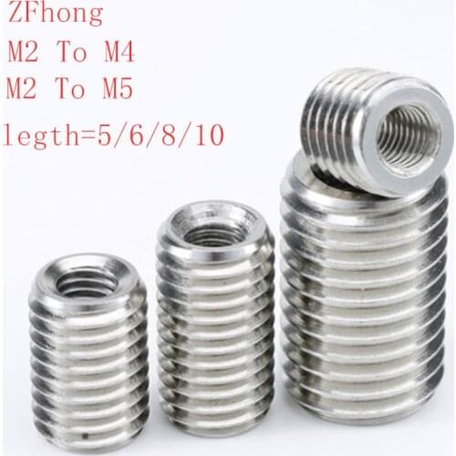 20pcs stainless steel 304 M2 inside m4 m5 outside thread Adapter screw wire thread insert sleeve Conversion Nut Coupler