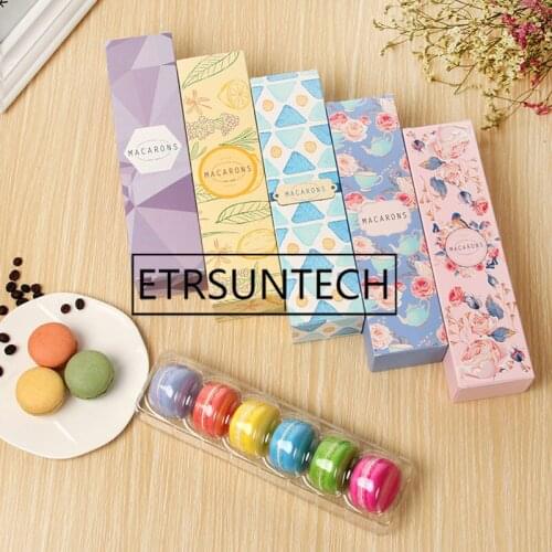 100pcs 6 cavities macaron box dessert macarons boxes with plastic inner holding biscuit pastry packaging boxes