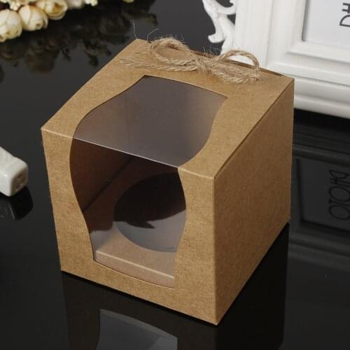 12/set Kraft Paper Cake Cupcake Boxes Wedding Party Favor Gifts - White