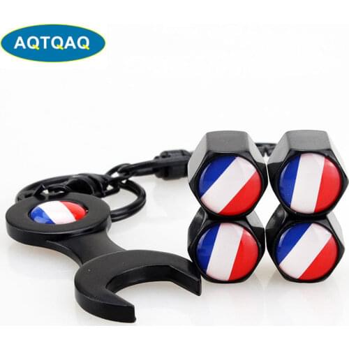 4Pcs/Set Classic France Flag Anti-theft Chrome Car Wheel Tire Valve Stem Cap For Car/Motorcycle,Air Leakproof And Protection You