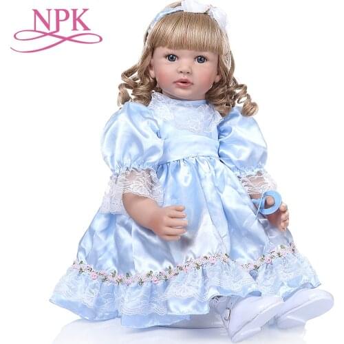 60CM reborn toddler baby girl doll princess with long curly blonde hair doll toy Christmas Gift