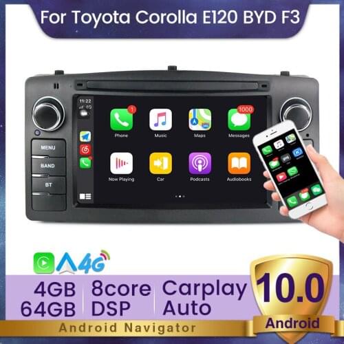 Android 10 For Toyota Corolla E120 BYD F3 Car Multimedia Navigation GPS SWC NO DVD CD Media Player Head Unit Auto Radio DSP SWC