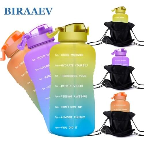 BIRAAEV 3.78L 128oz Gallon Water Bottle with Straw Tritan Motivational BPA Free Sports Drinkware Big Capacity Outdoor Water Jugs
