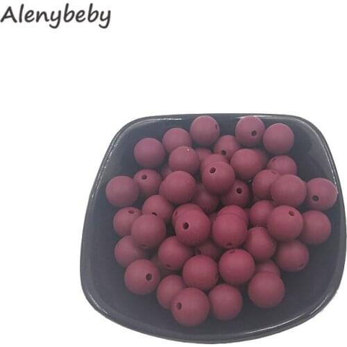 Red Wine Color Food Grade Silicone Round Beads 12/15mm Baby Teething Necklace DIY Pacifier Chain Care Infan Teether Product