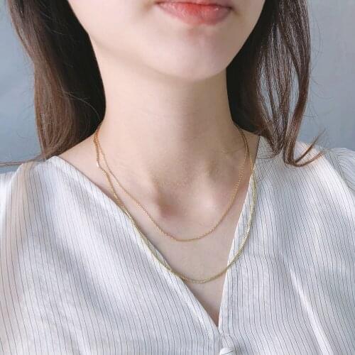 Fashion Simple Jewelry Double Layer Chains Gold 925 Sterling Silver Box Chain Collar Choker Necklace Summer Jewellery for Women