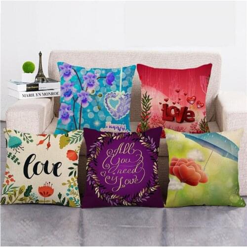 GZTZMY Pillow Cover Valentines Day Gift Cushion Covers 45*45cm Funda Cojin Artificial Linen Pillow Case Housse De Coussin