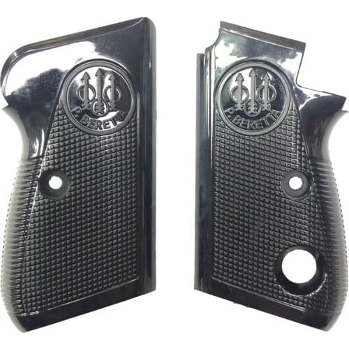 Single-Button Beretta Laser Cut Black Hard Plastic Grips