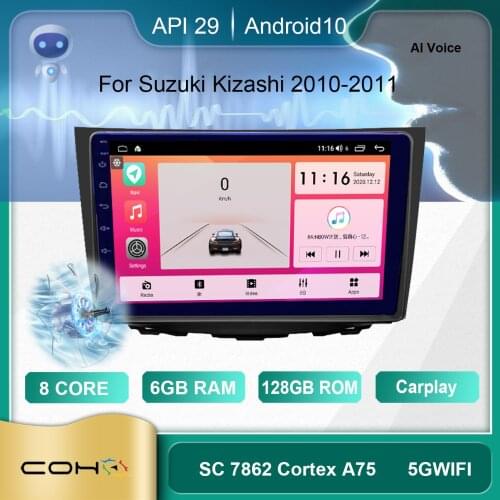 COHO For Suzuki Kizashi 2010-2011 Android 10.0 Octa Core 6+128G Car Multimedia Player Stereo Receiver Radio Cooling Fan