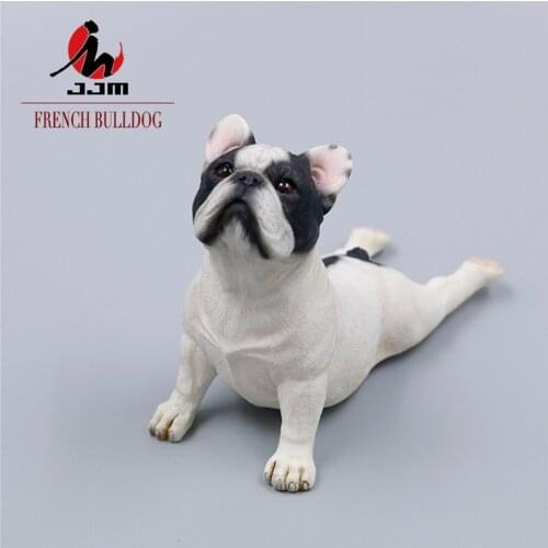 JJM 1/6 French Bulldog Dog Pet Figure Animal Model Collector Toy Decoration Gift Car Ornaments Crafts Simulation Lying Position