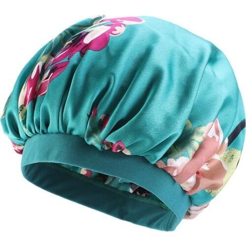 Trendy casual Silk Satin Night Sleep Cap Hair Bonnet Hat Head Cover Wide Band Adjust Elastic one pieces