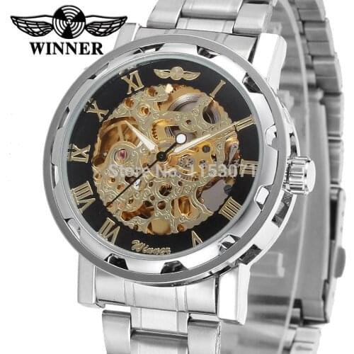 WRG8008M4S5 new top quality skeleton Winner Automatic men watch factory stainless steel bracelet free shipping with gift box