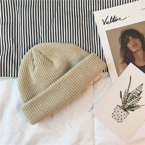 New Fashion Mens Doug Winter Hat Boys Borderless Hat Sailor Hat Cuff Retro Navy Short Hat Solid Color Neutral Autumn Warm Hat