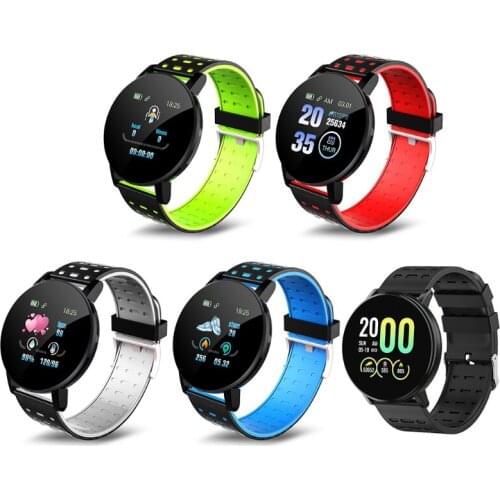 New 119S Pedometer Full Touch Screen Fitness Tracker Heart Rate Sleep Monitor Blood Pressure Smart Watch Sedentary Reminder