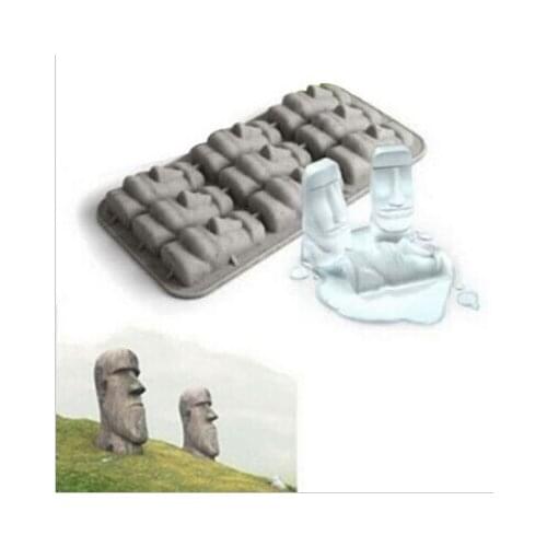 New Easter Island Moai Stone Statues Freeze Mini Silicone Ice Tray Ice Lattice Cubes DIY Mould Ice Mold Funny Tricks Party Drink