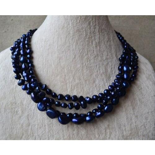 New Arrival Favorite Pearl Necklace 4Rows 6-10mm White Baroque Genuine Freshwater Pearl Choker Jewelry Fine Lady Gift