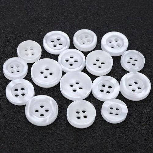 Pearlescent Resin Buttons 4 Holes White Round Sewing Button For Mens Womens Shirt DIY Handmade Crafts Supplies 1000PCS