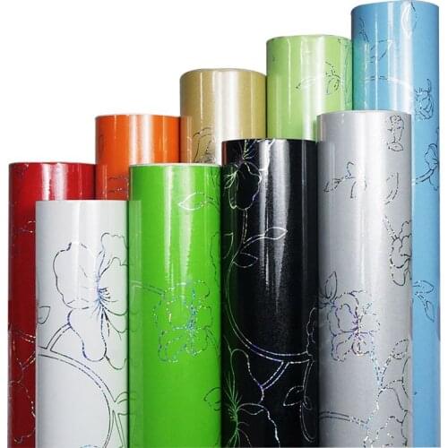 PVC Waterproof Wall Stickers Self-adhesive Laser Flower Wallpaper Furniture Renovation Cabinet Wardrobe Refrigerator Home Decor
