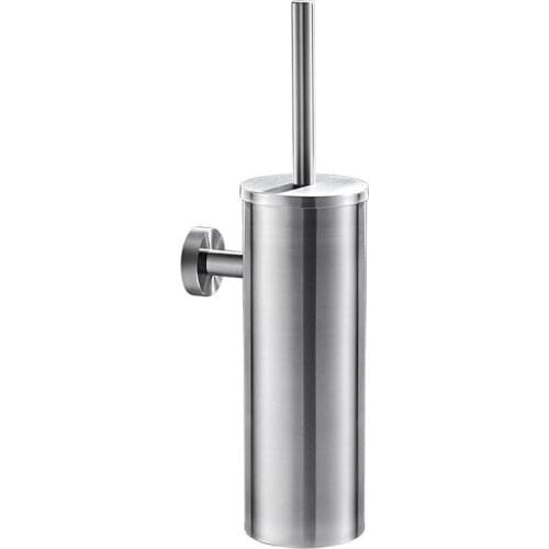 Toilet Brush for Cleaning Black Color with Stainless Steel Wall Mounted Brush Holder Chromed Finish