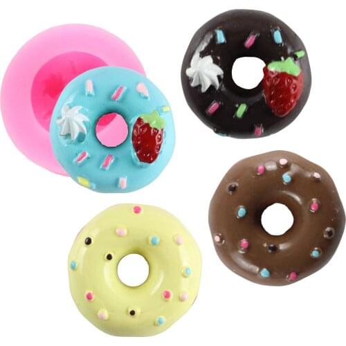Donut Silicone Molds Baby Birthday Cupcake Topper Fondant Mould Sugarcraft Cake Decoration Tools Candy Chocolate Gumpaste Molds