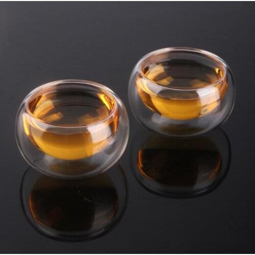 24pcs/pack 50ml Double Wall Glass Cup Handle Glass Cup Household Coffee Cup Heat Resistant Transparent Glass Cup