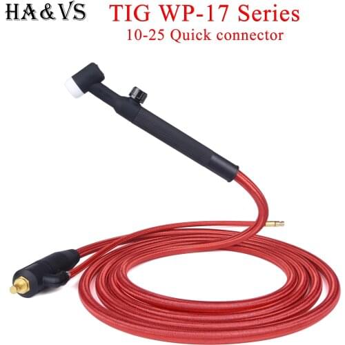WP17 WP 17F 17FV TIG Welding Torch Quick Connector Gas-Electric Integrated Red Hose Cable Wires 4M 10-25 Euro Connector 13Ft