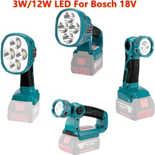 3W/12W Li-ion Battery LED Working Light for Bosch 18V BAT609 BAT618 NO Battery NO Charger LED Lamp USB Tool Outdoor Lighting