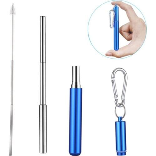 Stainless Steel Telescopic Drinking Straw Portable straw For Travel Reusable Collapsible Metal With Brush