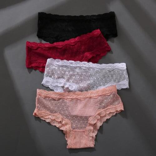 Sexy Hollow Lace Briefs Women Low-Rise Intimates Panties Soft Cotton Seamless Underpant Breathable Female Sexy Underwear
