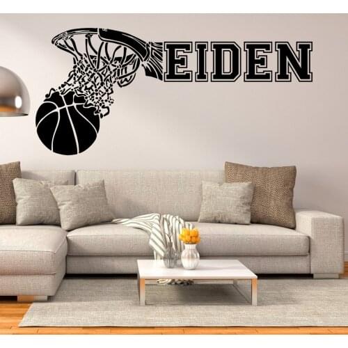 Basketball Ring Personalized Name Vinyl Art Wall Sticker Decal Basketball Sports Sticker Home And Court Art Decoration A003051