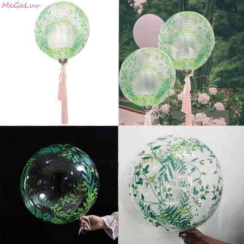 20inch Transparent Clear Helium Bobo balloon Green Leaf Bubble Ballons Air Globles Wedding Birthday Baby Shower Party Decoration