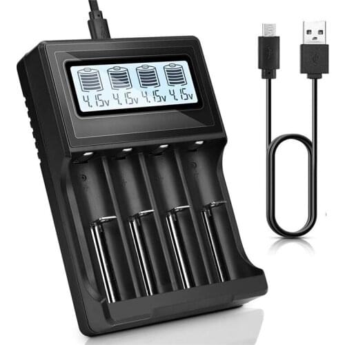 18650 Battery Charger, LCD Display Speed Batteries Charger with 4 Bay Discharge Function for Rechargeable 3.7V Li-Ion Batteries