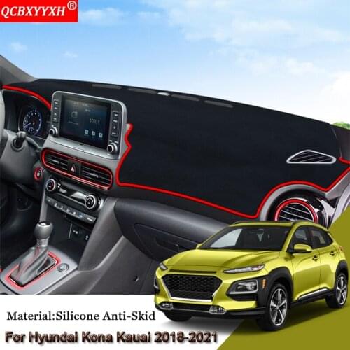 Car Dashboard Protective Mat Shade Cushion Pad Rose Carpet Mat Cover Auto Internal Accessories For Hyundai Kona Kauai 2018-2021