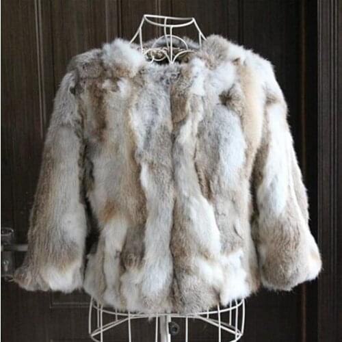 Real natural Genuine Rabbit Fur Coat fashion jacket women winter furwaistcoats customized big plus size Free Shipping