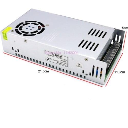 10PCS Switching Power Supply DC 24V 20A 480W Single Output LED Power Supply Transformer 220v 110v AC to DC24V SMP