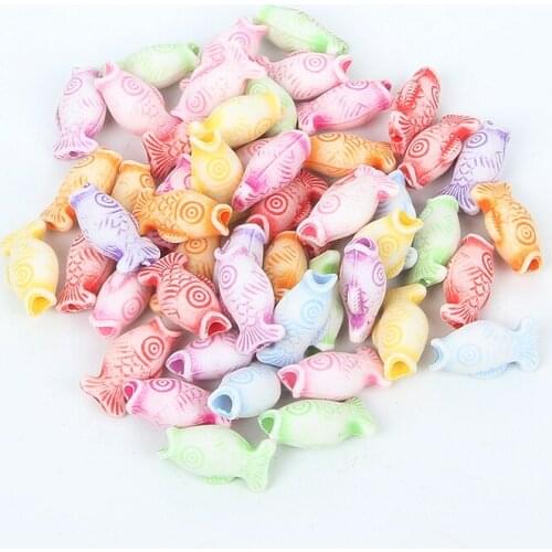 100pcs/lot Mixed Fish Shape Acrylic Beads Charm Loose Spacer Beads For Jewelry Making DIY Needlework Bracelet Accessories