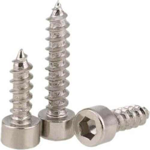 20pcs M2M2.6M3M3.5 Nickel-plated cylindrical head hexagon socket tapping screws