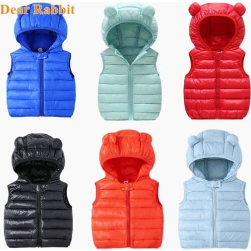 2021 Autumn Warm Down Vest Baby Cotton Waistcoat Kids Vest Children Clothing Boy Hooded Jackets Vest toddler girl winter clothes