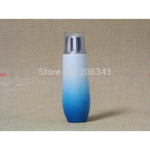 40ml non-clear gradient blue glass bottle with silver pump for lotion or serum or foundation container using