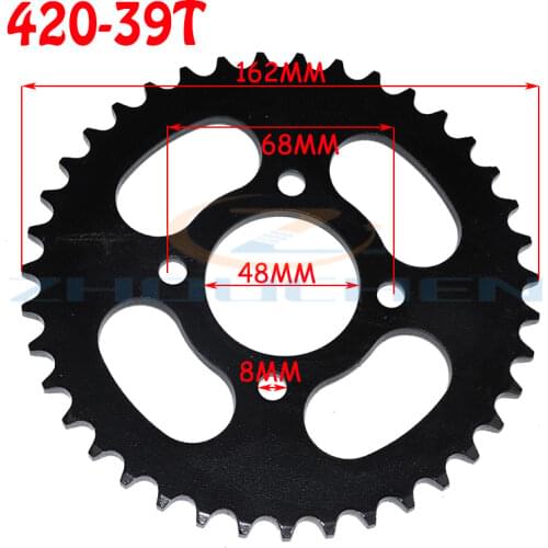 420 39T 48MM motorcycle chain sprocket rear rear sprocket gear suitable for 420 chain 110cc 125cc 140cc Dirt Pit Bike Go-kart