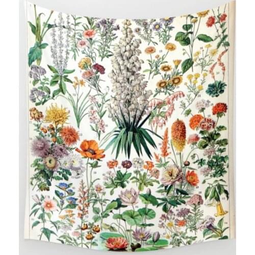 Adolphe Millot Fleurs French Vintage Poster Tapestry Wall Hanging Throw Blanket Picnic Yoga Mat Tapestries Home Decoration