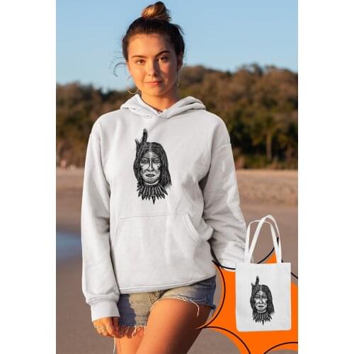 Angemiel Wear Indian Skull And Crossbones White Women 'S Hooded Sweatshirt Bags Kombin