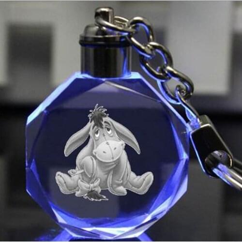 Disney Eeyore Anime Figures Toy Cartoon Products Accessories Customized LED Keychain Light Birthday Gifts