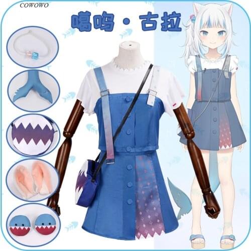 Anime! Vtuber Hololive Gawr Gura Game Suit Lovely Uniform Cosplay Costume Halloween Party Outfit Dailydress For Women S-XXL NEW