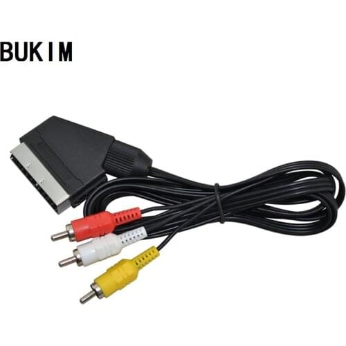 BUKIM 1 Piece High Quality 1.8m/6Feet RGB Scart To 3 RCA Audio Video Cable for NES for FC